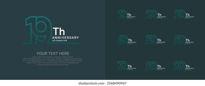 Anniversary logo set vector design, green color for celebration event