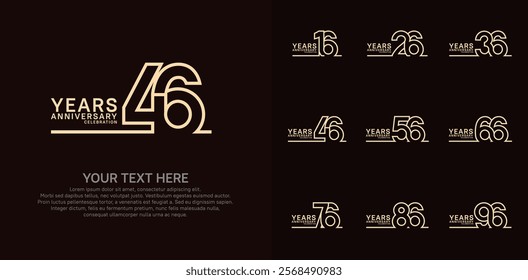 Anniversary logo set vector design, brown color for celebration event