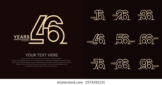 Anniversary logo set vector design, brown color for celebration event