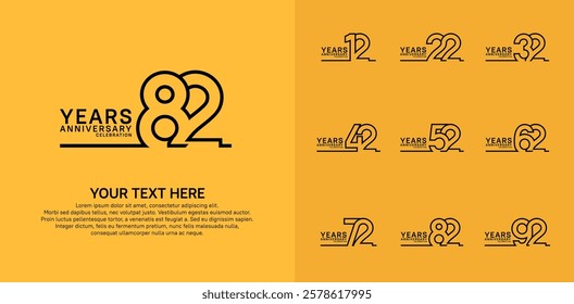 Anniversary logo set vector design, black color for celebration event
