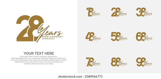 Anniversary logo set vector design, brown for celebration event