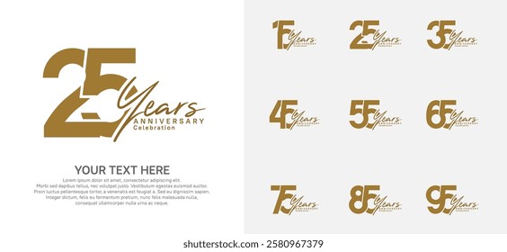 Anniversary logo set vector design, brown for celebration event