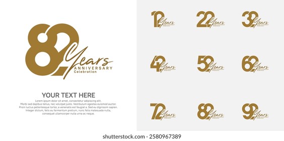 Anniversary logo set vector design, brown for celebration event