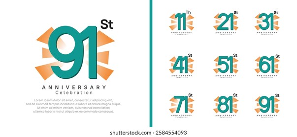 anniversary logo set. vector design green color can be use for celebration moment