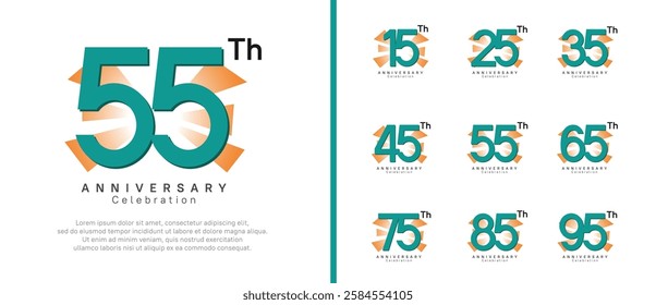 anniversary logo set. vector design green color can be use for celebration moment