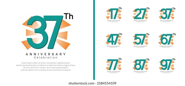 anniversary logo set. vector design green color can be use for celebration moment
