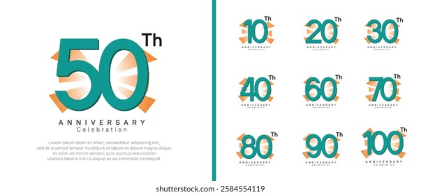 anniversary logo set. vector design green color can be use for celebration moment