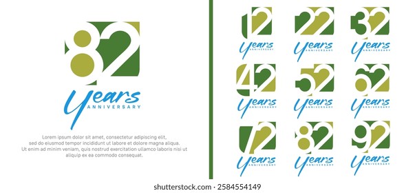 anniversary logo set. vector design green color can be use for celebration moment