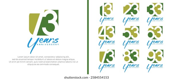 anniversary logo set. vector design green color can be use for celebration moment