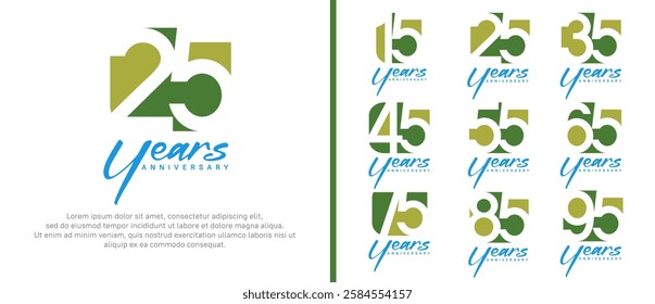 anniversary logo set. vector design green color can be use for celebration moment