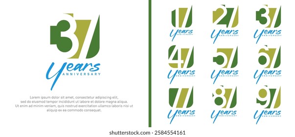 anniversary logo set. vector design green color can be use for celebration moment