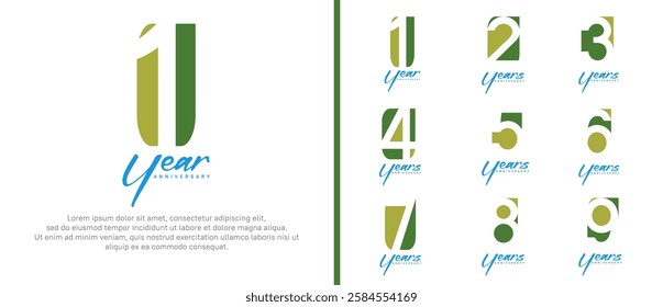 anniversary logo set. vector design green color can be use for celebration moment