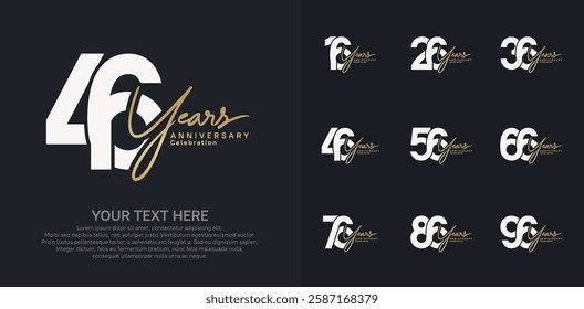 Anniversary logo set vector design, brown and white color for celebration event