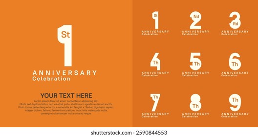 Anniversary logo set vector design, black and white color for celebration event
