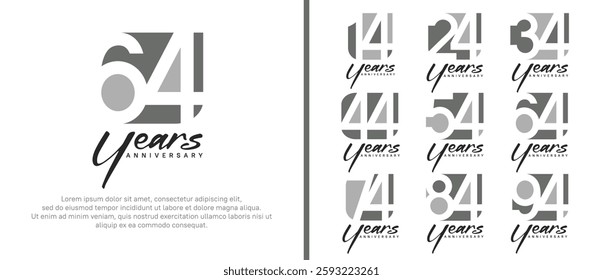 anniversary logo set. vector design grey color can be use for celebration moment