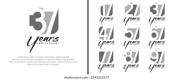 anniversary logo set. vector design grey color can be use for celebration moment