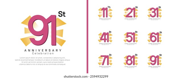 anniversary logo set. vector design purple color can be use for celebration moment