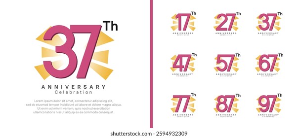 anniversary logo set. vector design purple color can be use for celebration moment