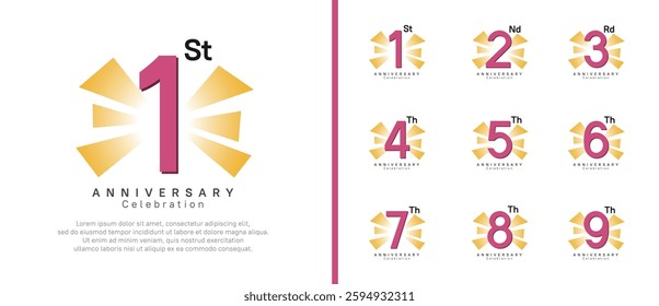 anniversary logo set. vector design purple color can be use for celebration moment