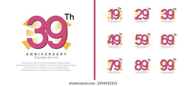 anniversary logo set. vector design purple color can be use for celebration moment