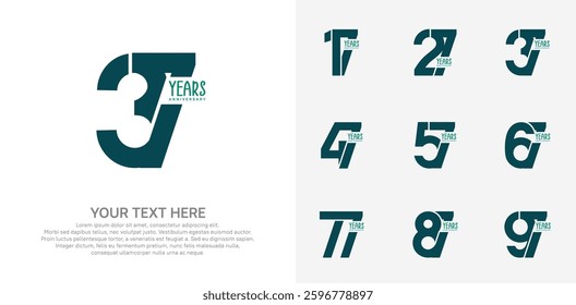 Anniversary logo set vector design, green color for celebration event