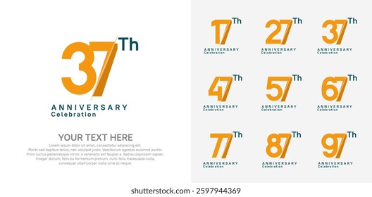 Anniversary logo set vector design, orange and black color for celebration event