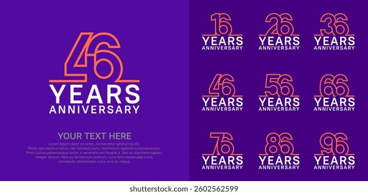 Anniversary logo set vector design, orange and white color for celebration event