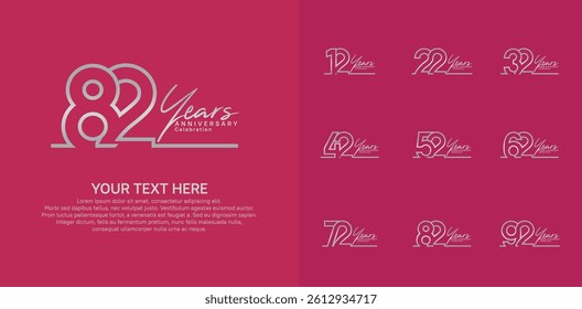 Anniversary logo set vector design, silver color for celebration event