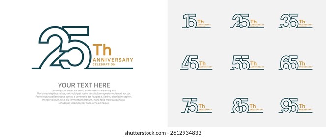 Anniversary logo set vector design, green and brown color for celebration event