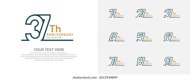 Anniversary logo set vector design, green and brown color for celebration event