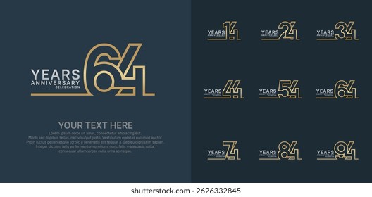 Diseño de Vector del logotipo del aniversario, color oro y plateado para el acontecimiento de la celebración