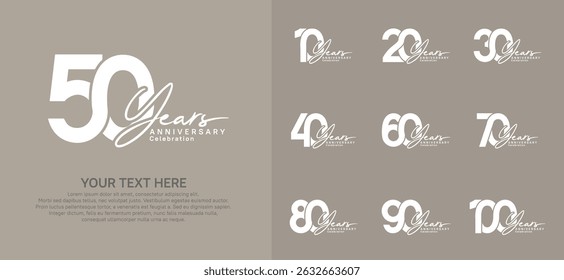 Diseño del Vector del logotipo del aniversario, color blanco para el acontecimiento de la celebración
