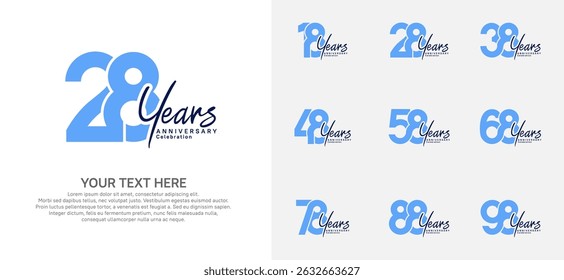 Diseño del Vector del logotipo del aniversario, color azul para el acontecimiento de la celebración