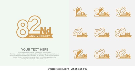 Anniversary logo set vector design, brown color for celebration event 