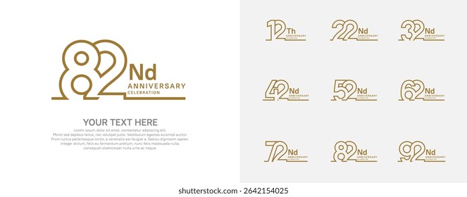 Anniversary logo set vector design, brown color for celebration event