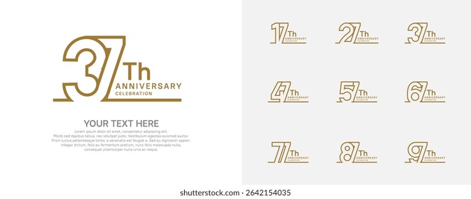 Anniversary logo set vector design, brown color for celebration event