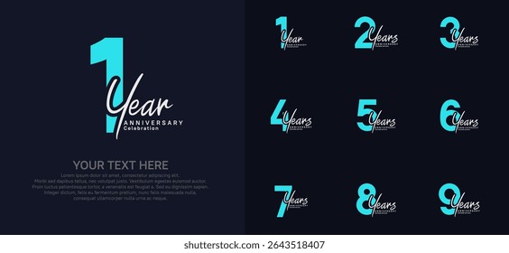 Diseño del Vector del logotipo del aniversario, color azul y blanco para el acontecimiento de la celebración