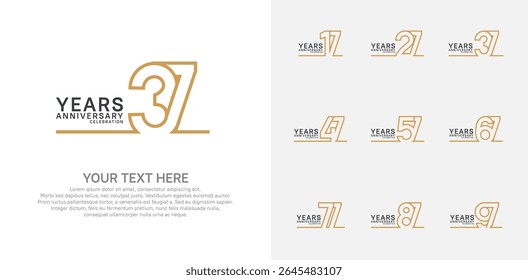 Anniversary logo set vector design, brown color for celebration event 