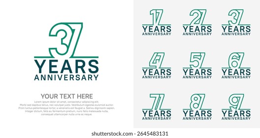 Anniversary logo set vector design, green color for celebration event