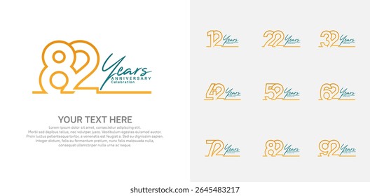 Anniversary logo set vector design, orange color for celebration event