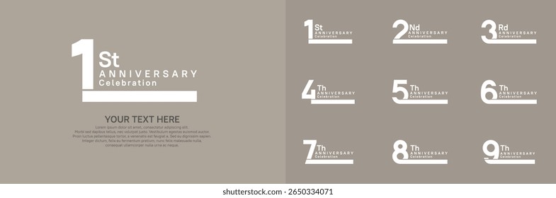 Anniversary logo set vector design, white color for celebration event