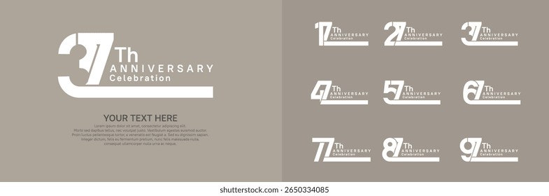 Anniversary logo set vector design, white color for celebration event