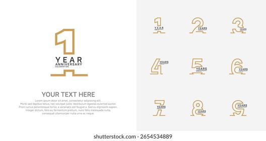 Diseño del Vector del sistema del logotipo del aniversario, color marrón para el acontecimiento de la celebración 