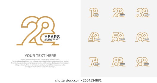 Diseño del Vector del sistema del logotipo del aniversario, color marrón para el acontecimiento de la celebración 