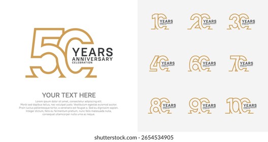 Diseño del Vector del sistema del logotipo del aniversario, color marrón para el acontecimiento de la celebración 
