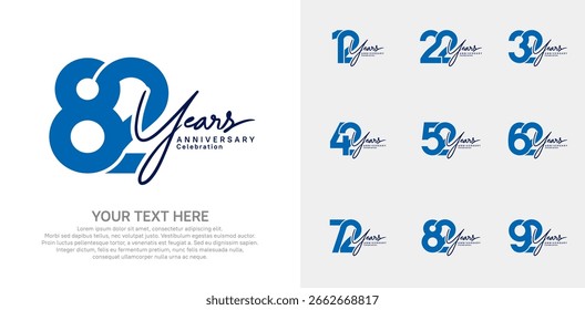 Diseño del Vector del logotipo del aniversario, color azul y negro para el acontecimiento de la celebración