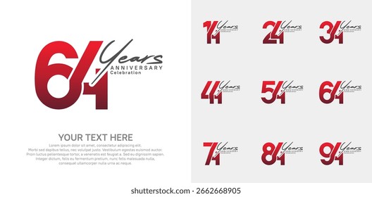 Diseño del Vector del logotipo del aniversario, color rojo y negro para el acontecimiento de la celebración