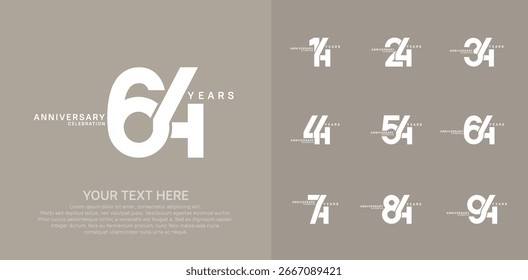 Anniversary logo set vector design, white color for celebration event