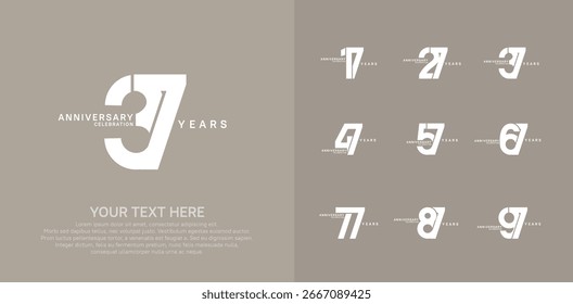 Anniversary logo set vector design, white color for celebration event