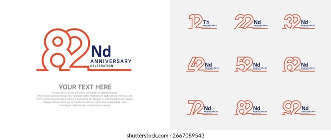 Diseño del Vector del sistema del logotipo del aniversario, color naranja para el acontecimiento de la celebración